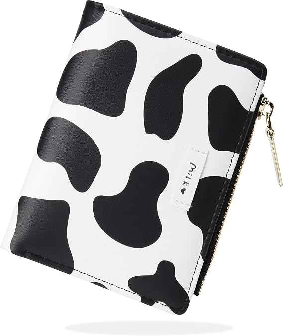 conisy Cute Small Womens Wallet with Coin Purse,Suitable Girls Teen Ladies (Cow Black)