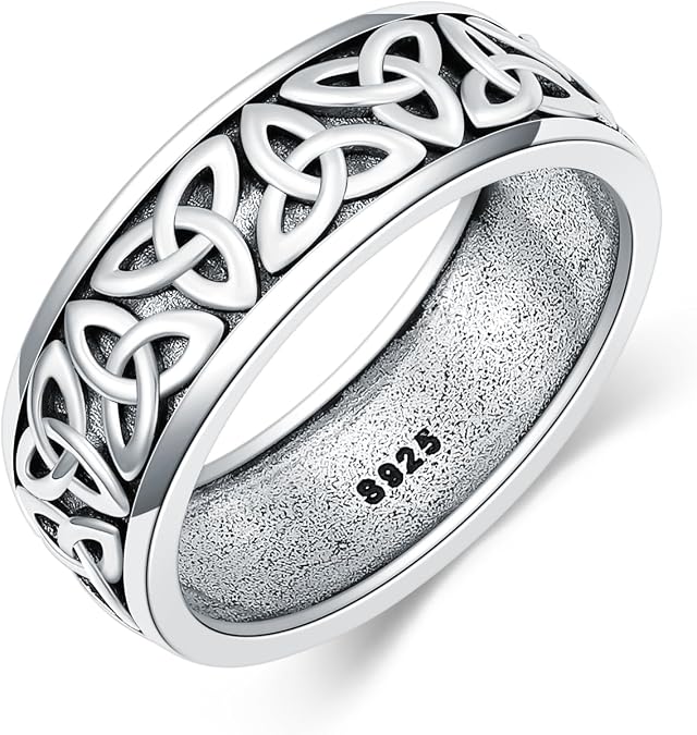 Celtic Knot Ring Sterling Silver 8mm Celtic Knot Wedding Band Ring Gift for Men Women