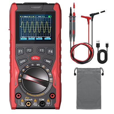 3-in-1 Handheld Oscilloscope Multimeter with Signal Generator, 12MHz Bandwidth 50MSs Portable Digital Oscilloscope Multimeter, True RMS Auto-Ranging, 1500mAh Battery for Electronics Repair