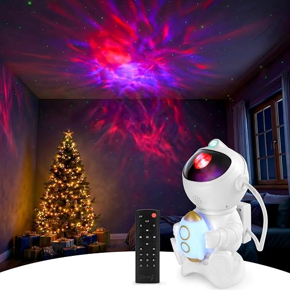 Rocket Galaxy Light Projector - Adjustable Projection & Nebula Modes, Remote Control with Timer, USB-C Powered Star Night Light for Bedroom Decor, Christmas Gift