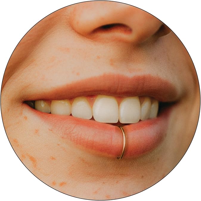 ALOME PIERCINGS 14k Gold-Filled Fake Lip Ring Faux Lip Jewelry 20G Non-Piercing Lip Hoop Clip-On Lip Ring for a Realistic Lip Piercing Look