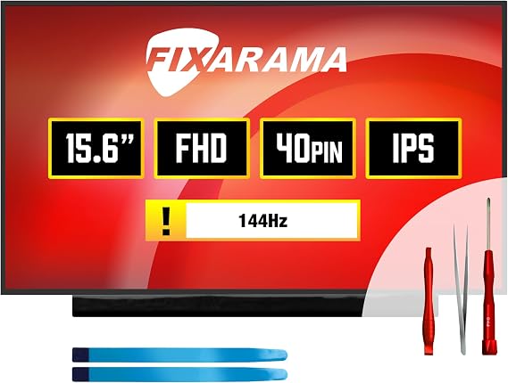 Screen Replacement for NV156FHM-NX1 V8.0 V8.1 Grade A+ | 40pin 144Hz FHD 1920x1080 Matte IPS Non-Touch Regular Gamut 15.6" LED LCD Display with Tools Tape