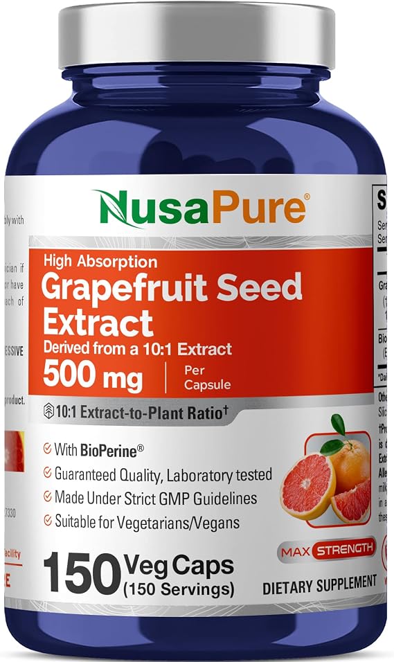 NusaPure Grapefruit Extract, 500 mg, 150 Veg Capsules (Non-GMO, Vegan)