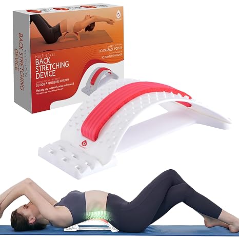 Pursonic Premium Back Stretcher for Pain Relief and Posture Correction - Adjustable Design with Cushioned Foam Padding Personalized Spinal Alignment for Office Chair, Sofa, or Floor Use - Durable (WHITE)