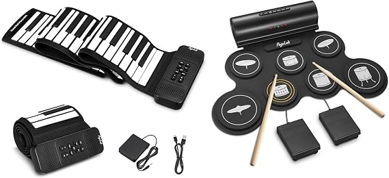 POGOLAB 88 Key Roll Up Keyboard Piano + Electronic Drum Set