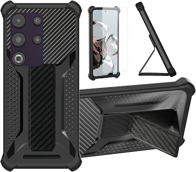 Nuu N30 Case Compatible for Nuu Mobile N30 Phone Case Stand Cover [with Tempered Glass Screen Protector] Hybrid Case [Folding Support Magnetic] [Frosted Anti-Fingerprint] Black