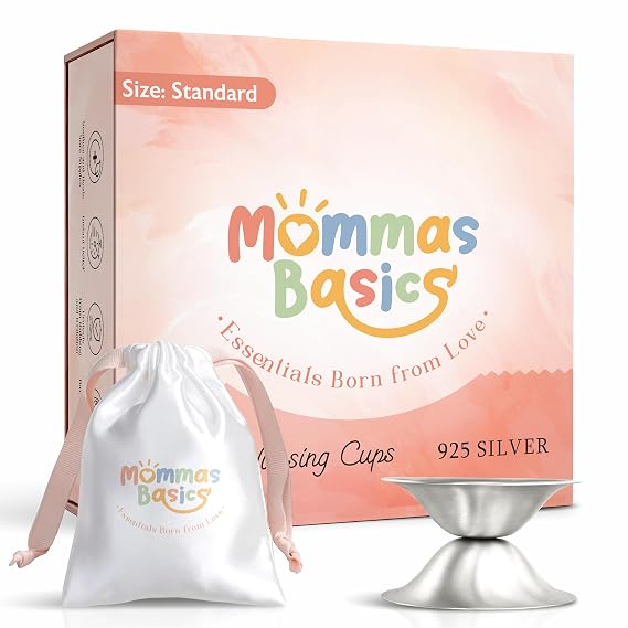 925 Sterling Silver Nursing Cups for Breastfeeding Moms | Gentle Protection Between Feeds | Reusable Silver Nipple Cups for Sore & Sensitive Nipples