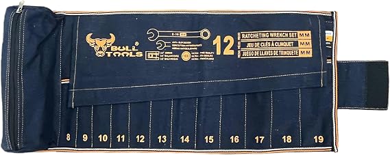 Wrench Organizer Roll-Up Pouch, 12+1 Pockets, Recycled Canvas Tool Roll