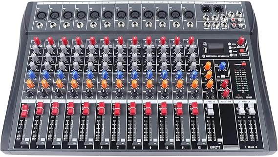 12 Channel Audio Mixer Sound Board Console, 110V Professional Live Studio Sound Mixing,Board Console Music Effects for Live Show Streaming Recording & Karaoke