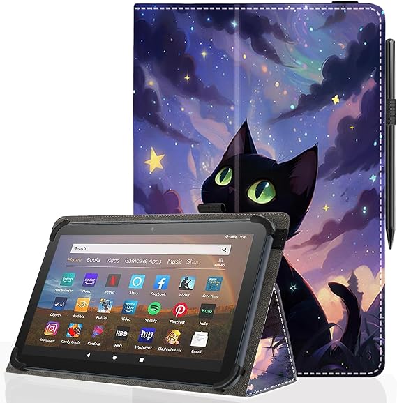 Universal 10 10.1 Inch Android Tablet Case,Slim Folding Stand Cover for All 9"-10.5" Touchscreen Tablet Case with Stylus Pen Holder,Cat 01