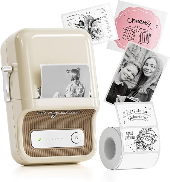 NIIMBOT B21 Label Maker, 2 Inch Bluetooth Sticker Printer with Tape, White