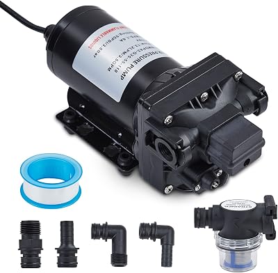 Powerful Self-Priming Water Pressure Booster Pump for RV, Marine & Home - 110VAC 3.5GPM 55PSI w124ft Head Lift,On-Demand Pressure Switch, Ideal for Marine, Home, Garden and Fresh Water Systems