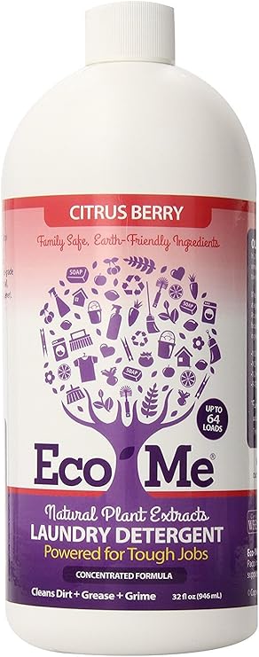 Eco-me Plant Based Concentrated Laundry Detergent, Clear Citrus Berry 32 Fl Oz (Pack of 1)