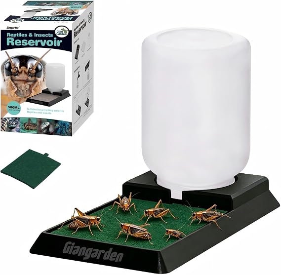 500ml Cricket Reptiles Water Feeder Reservoir Keeper, 2-in-1 Automatic Water Dispenser with Unique Sponge Pad Design for Geckos, Lizards, Bearded Dragons, Turtles
