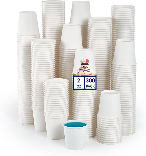 JOLLY CHEF 300 Pack 2oz Small Disposable Paper Cups White Sampling Cups