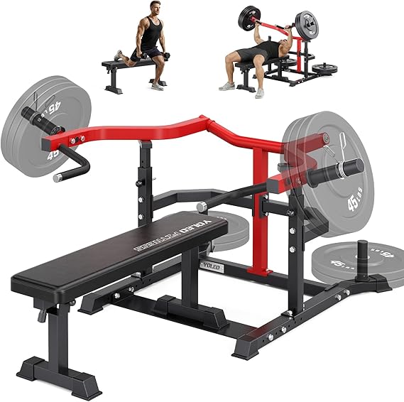 YOLEO Multi-Function Weight Bench - Adjustable Leg Press, Preacher Curl Rack, Seat & Pedal for Full Body Workout Exercise Incline Decline Flat Utility Bench Press for Home Gym