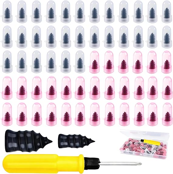 Tire Repair Rubber Nails Kit New Vacuum Tire Repair Rubber Nail, Tire Rubber Nails Tool, Fast Self-Service Tire Repair Tools for Car, Motorcycle, Bike, Truck (60 Pcs)