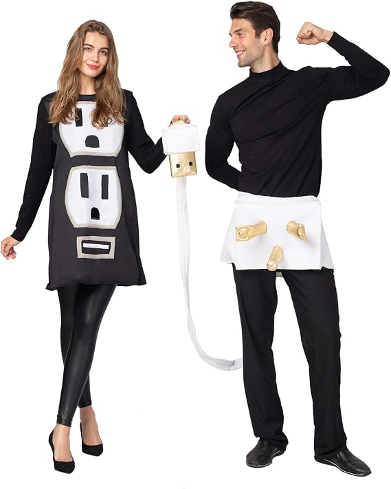 Spooktacular Creations Plug and Socket Halloween Costume Adult, Plug and Outlet Couples USB Costume