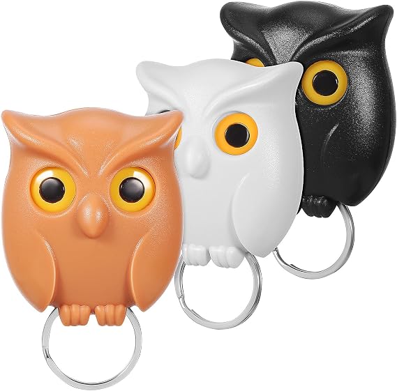 3 Pcs Owl Key Hooks Wall Mount Adhesive Cute Key Holder Rack for Entryway Apartment Home Storage