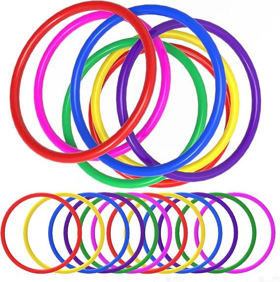 24 PCS Plastic Toss Rings, Ring Toss Game, 7 Inch, Multicolor | Outdoor Toss Rings, Training Rings, Carnival Rings for Kids, Speed and Agility Practice, Garden, Backyard, Outdoor Games