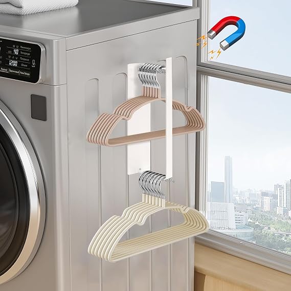 2 Pack Magnetic Hanger Holder for Laundry Room Organization and Storage Magnetic Hanger Organizer Storage Rack for Dryer