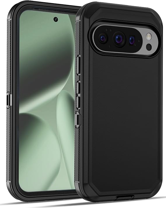Jiunai for Google Pixel 10 Pro XL Case Rugged Heavy Duty Shockproof Black
