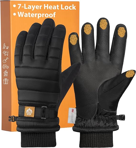 RIGWARL Winter Gloves Women Waterproof Snow Gloves for Cold Weather, 3M Thinsulate Ski Gloves Touchscreen with Anti-Slip Palm