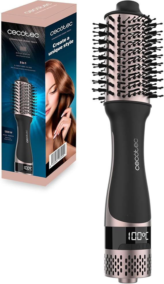 Cecotec Ceramiccare Unique Triangle 5 in 1 Air Brush, 1200W Power, Ceramic Head, 5 in 1, 360° Cable, Ionic Technology, Fast Hairstyles, No Frizz, Professional Style, Radiant Volume