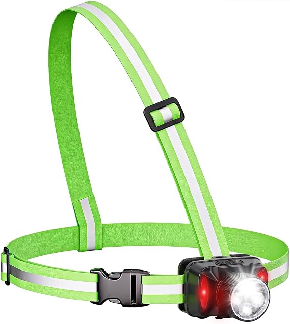 Running Lights for Runners Outdoor Shoulder Strap Night Running Light 550LM Adjustable Running Torch Safety LED Vest Light Perfect for Jogging Cycling Hiking Walking [Energy Class E]