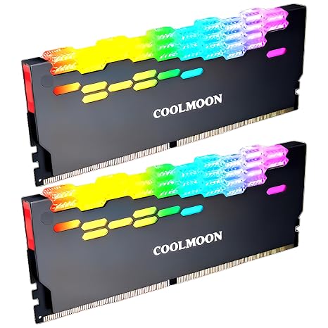 Small LabCOOLMOON Memory Heatsink LED ARGB 5v 3pin RAM Cooling Diamond Cut 2-Piece Set Black