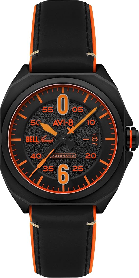 AVI-8 Men's 41mm Bell X-1 Machbuster Automatic Watch with Rubber/Leather Strap AV-4115