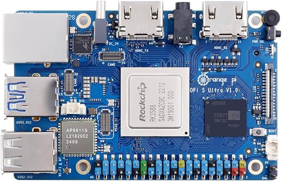 Orange Pi 5 Ultra 16GB RAM LPDDR5 Rockchip RK3588 Development Board, 2.4GHz Frequency 8K Video Decoding M.2 PCIE 2.5G LAN Wi-Fi 6E+BT 5.3/BLE Single Board Computer