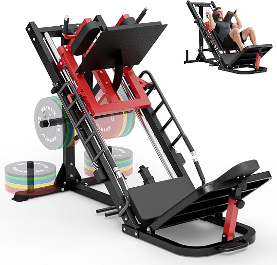 Leg Press Hack Squat Machine Combo, 45 Leg Exercise Machine ,Lower Body Special with Weight Storage for Quads, Hamstring, Glutes, Calves, Compact Home Gym Leg Day Equipment