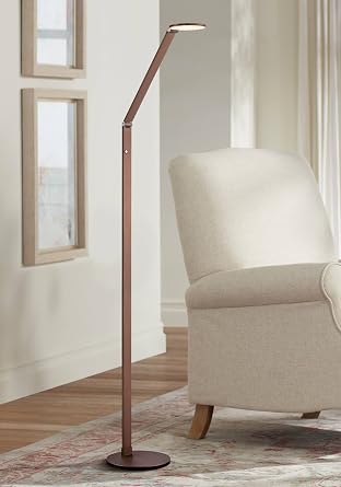Possini Euro Design Magnum Modern Minimalist Style Task Floor Lamp LED Bright Lighting Adjustable 61" Tall French Bronze Dimmer Switch for Living Room Reading House Bedroom Home Office