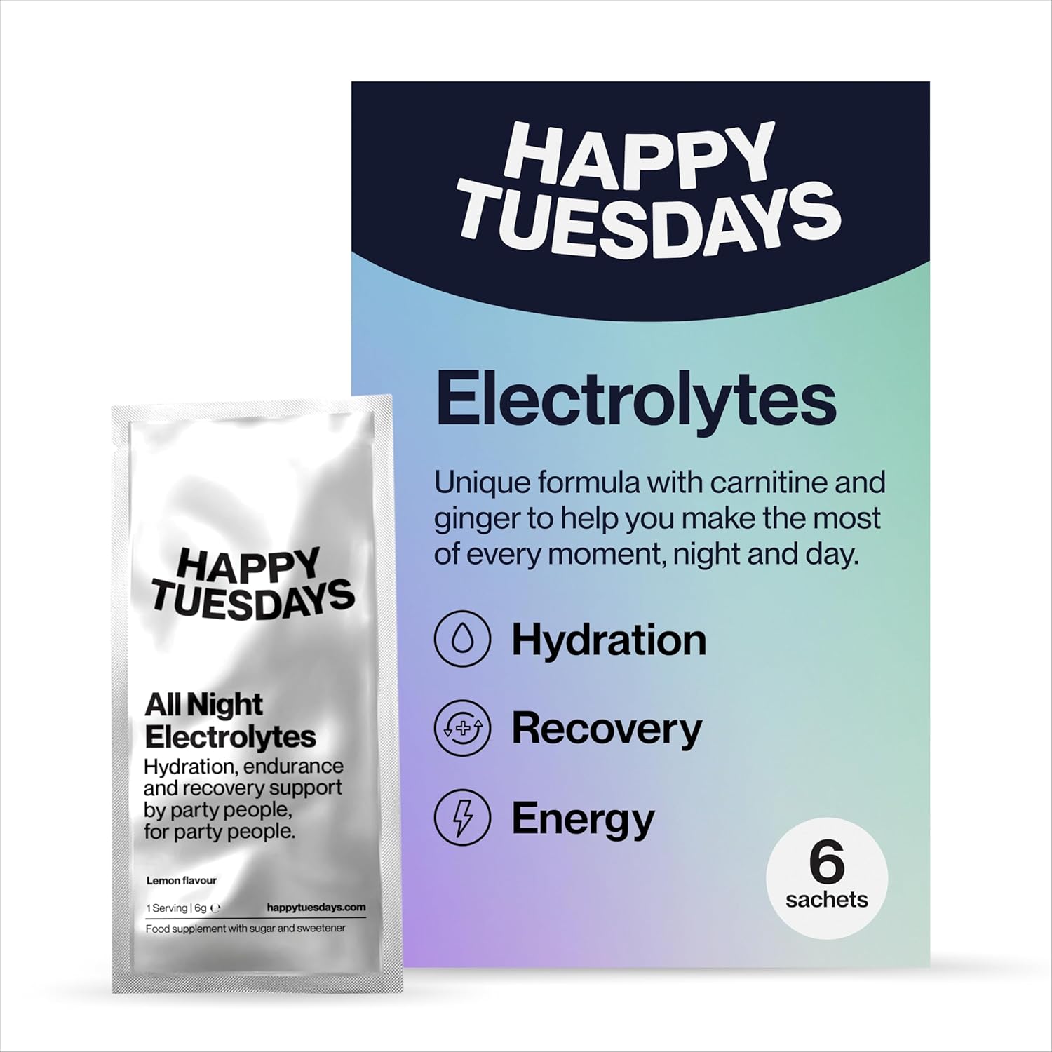 Electrolytes | Rehydration & Recovery Electrolyte Powder | Hydration Sachets for Energy & Focus Support | Ideal for Late Nights, Busy Days & Festivals | Lemon Flavour | 6 Sachets