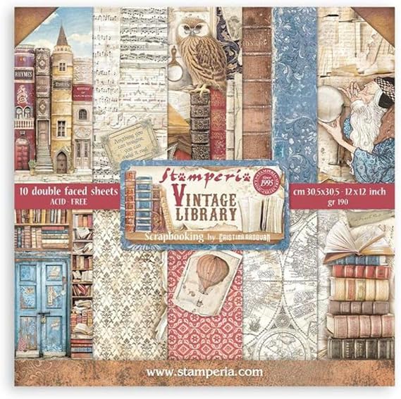 Stamperia, Vintage Library 12 x 12 Inch Paper Pack