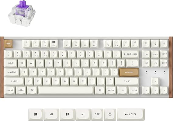 Keychron K8 HE TKL Hall Effect Wireless Keyboard, Magnetic Hot-Swappable Switches, Rapid Trigger, QMK/Launcher Web, RGB, 2.4GHz/Bluetooth 5.2/Wired, Aluminum & Wood Frame, Mac Windows Linux - White