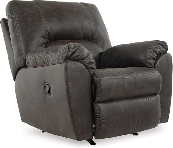 Signature Design by Ashley Tambo Faux Leather Manual Rocker Recliner, Gray