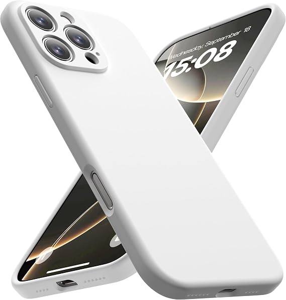CellEver 高耐久シリコンケース iPhone 16 Pro Max用 カメラ保護 アンチオイルコーティング ミリタリー 落下防止 ソフト 傷のない 内側 ホワイト