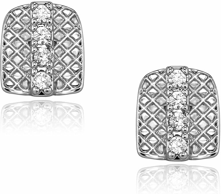 Grillz Gold Tooth Cap - Grills for Your Teeth 4 CZ Stone Teeth Men 2pcs 18K Gold/Silver Plated Iced out Single Gap Teeth for Women Hip Hop Rapper Costume