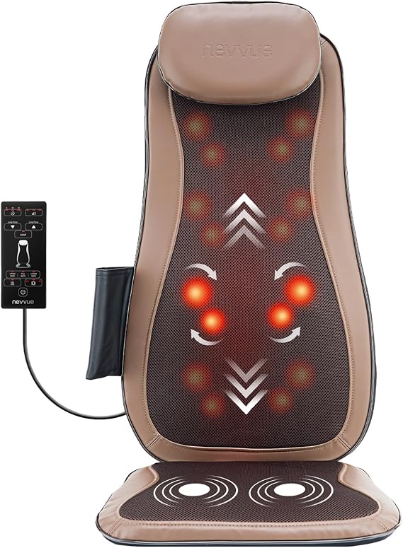 Back Massager, Body Massage Mat with 3D Deep Kneading, Massage Chair | 3D Kneading Full Body Massage Chair, 3 Vibration Levels Seat, for Neck, Back, Waist, Timer, Home, Office, Use