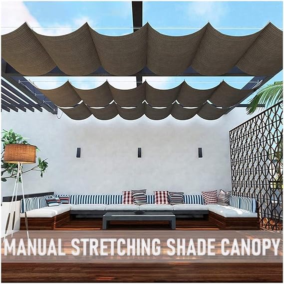 LSXIAO Terrace Shade Retractable Canopy Installation Kit Sliding On Wire Rope Shade Rate 96% Hanger Pre-Assembled for Pergola Deck Restaurant Coffee Shop (Color : Orange, Size : 0.75x5m)
