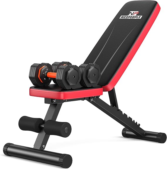 NICEPEOPLE Adjustable Weight Bench for Home Gym, 660LBS Capacity Workout Bench with 8 Backrests for Chest Shoulders Arms, Compact and Foldable Strength Bench for Small Space Apartment Room