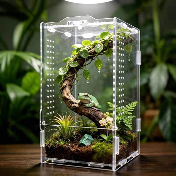 Faunarium Insect Terrarium Acrylic Terrarium All Purpose Container for Reptiles Amphibians Jumps Tarantulas Snails Frogs and Insects 12 x 11 x 20 cm