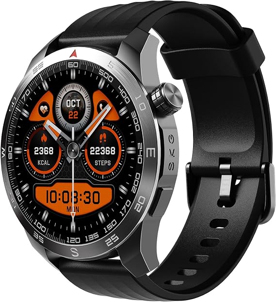 SKG Smart Watch for Men Women, 1.43" GPS Built-in Smartwatch with 100+ Sports Magnetometer Barometer, 9-Day Runtime 5ATM Waterproof Fitness Watch, for Health Tracker Android iPhone Compatible, GT5