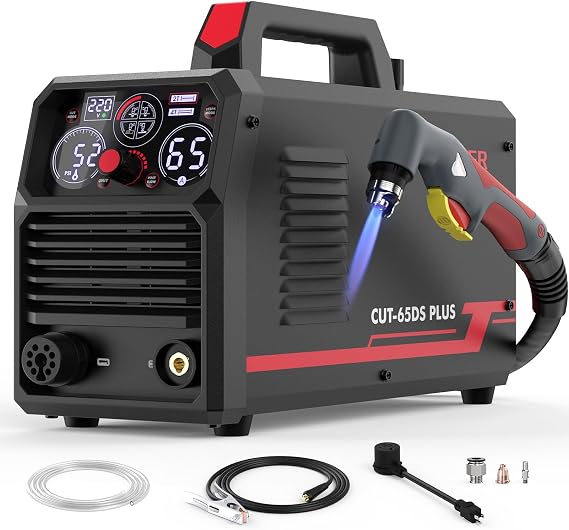 YESWELDER CUT-65DS PLUS Plasma Cutter, 4-in-1 Non-HF Pilot Arc, 110/220V | Plate Cutting, Grid Cutting, Gouging, and Marking Versatility, ETL Certified, IP21 Rating, Overload and Overheat Protection