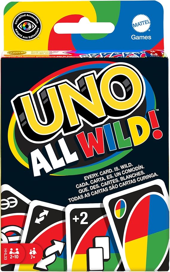 Mattel Games UNO All Wild Card Game with 112 Cards, Gift for Kid, Family & Adult Game Night for Players 7 Years & Older