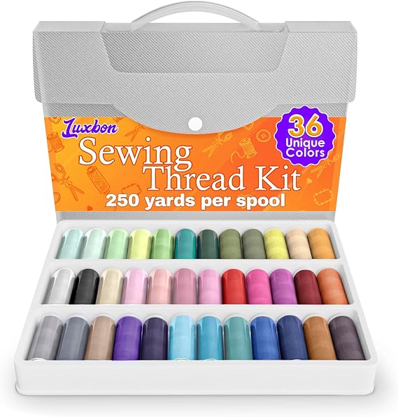 36 Bright Colors Sewing Thread Set - 250 Yards Spool Thread for Sewing Made of Strong Polyester, Multipack for Versatile Usage, Hand and Machine Needlework - Storing Case for Neat Organization