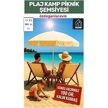 Dogant Özdoğanlar 2 Metre Krem Şemsiye, 10 Telli, Polyester Kumaş, Güneş Bahçe Havuz Balkon Plaj