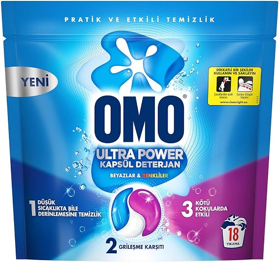 OMO Ultra Power Kapsül Çamaşır Deterjanı 18 Yıkama